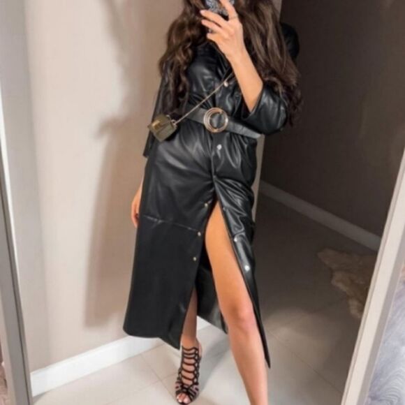 NWT Zara Faux leather shirt dress - Picture 10 of 12